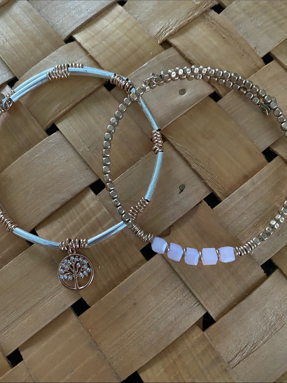 KEEP Collective Gold Tone Bracelet Set with Light Pink Accents
